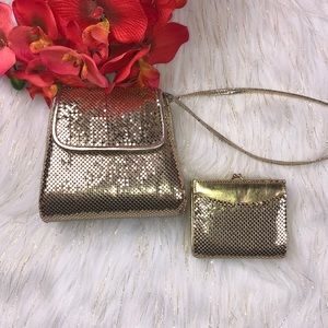 Whiting & Davis gold mesh purse and wallet